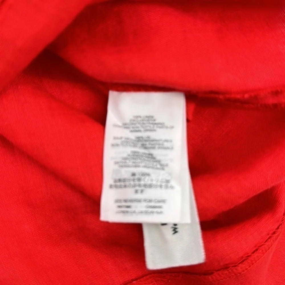 J. Crew Red Embroidered Linen Top Size 6